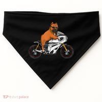 Pitbull Riding Motorcycle Funny Pit Bull Biker Pittie Dog USA-Made Doggie Bandana thumb 0