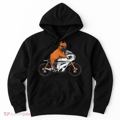 Pitbull Riding Motorcycle Funny Pit Bull Biker Pittie Dog Hoodie