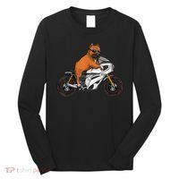 Pitbull Riding Motorcycle Funny Pit Bull Biker Pittie Dog Long Sleeve Shirt thumb 0
