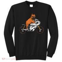 Pitbull Riding Motorcycle Funny Pit Bull Biker Pittie Dog Sweatshirt thumb 0