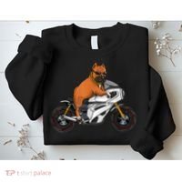 Pitbull Riding Motorcycle Funny Pit Bull Biker Pittie Dog Sweatshirt thumb 2