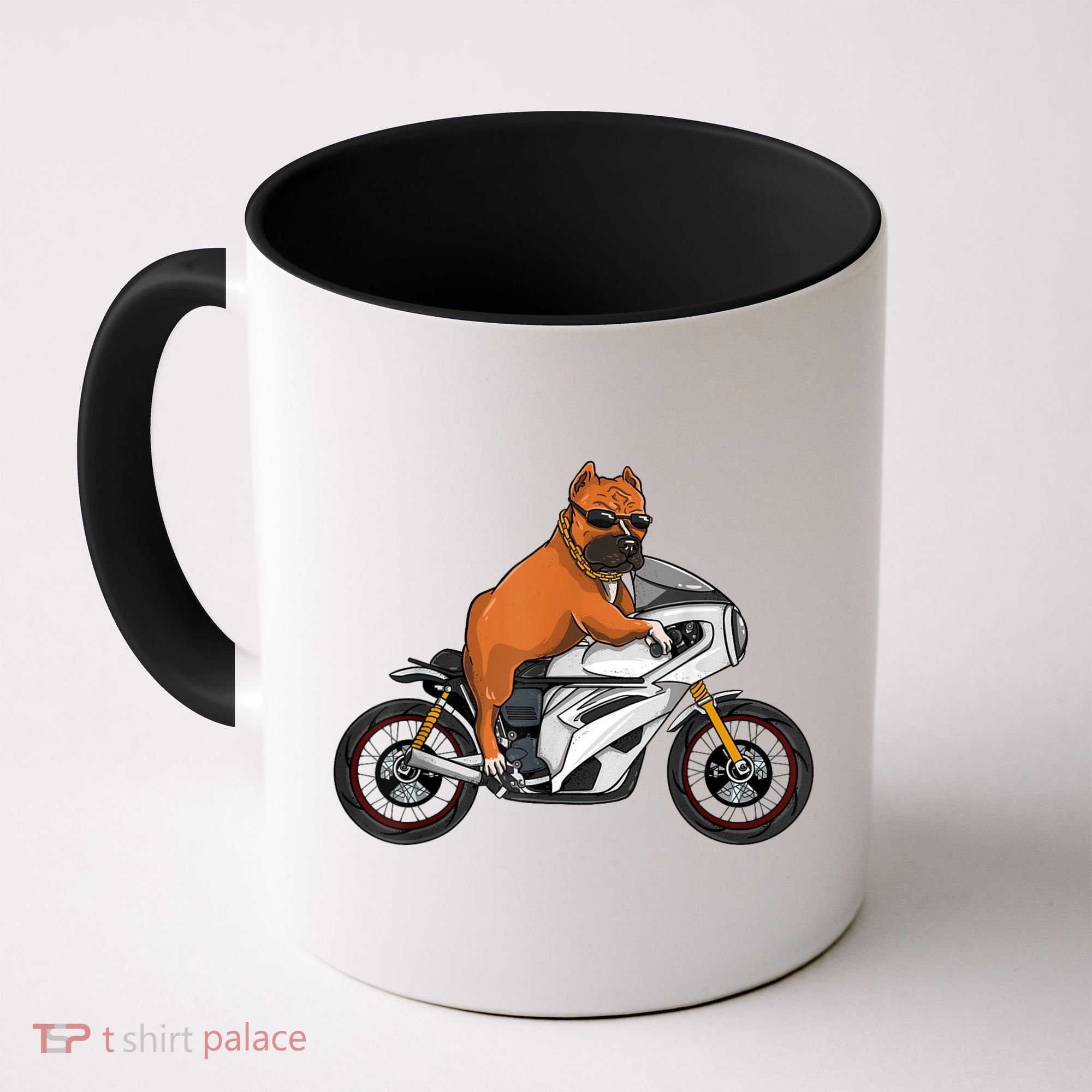 Pitbull Riding Motorcycle Funny Pit Bull Biker Pittie Dog Coffee Mug