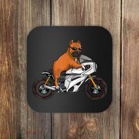 Pitbull Riding Motorcycle Funny Pit Bull Biker Pittie Dog Coaster thumb 0