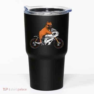 Pitbull Riding Motorcycle Funny Pit Bull Biker Pittie Dog Tumbler