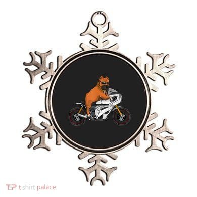 Pitbull Riding Motorcycle Funny Pit Bull Biker Pittie Dog Ornament