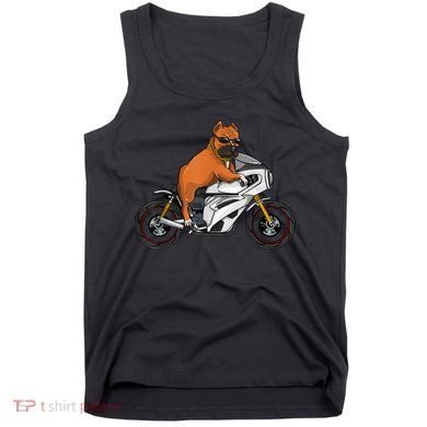 Pitbull Riding Motorcycle Funny Pit Bull Biker Pittie Dog Tank Top