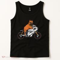 Pitbull Riding Motorcycle Funny Pit Bull Biker Pittie Dog Tank Top thumb 2