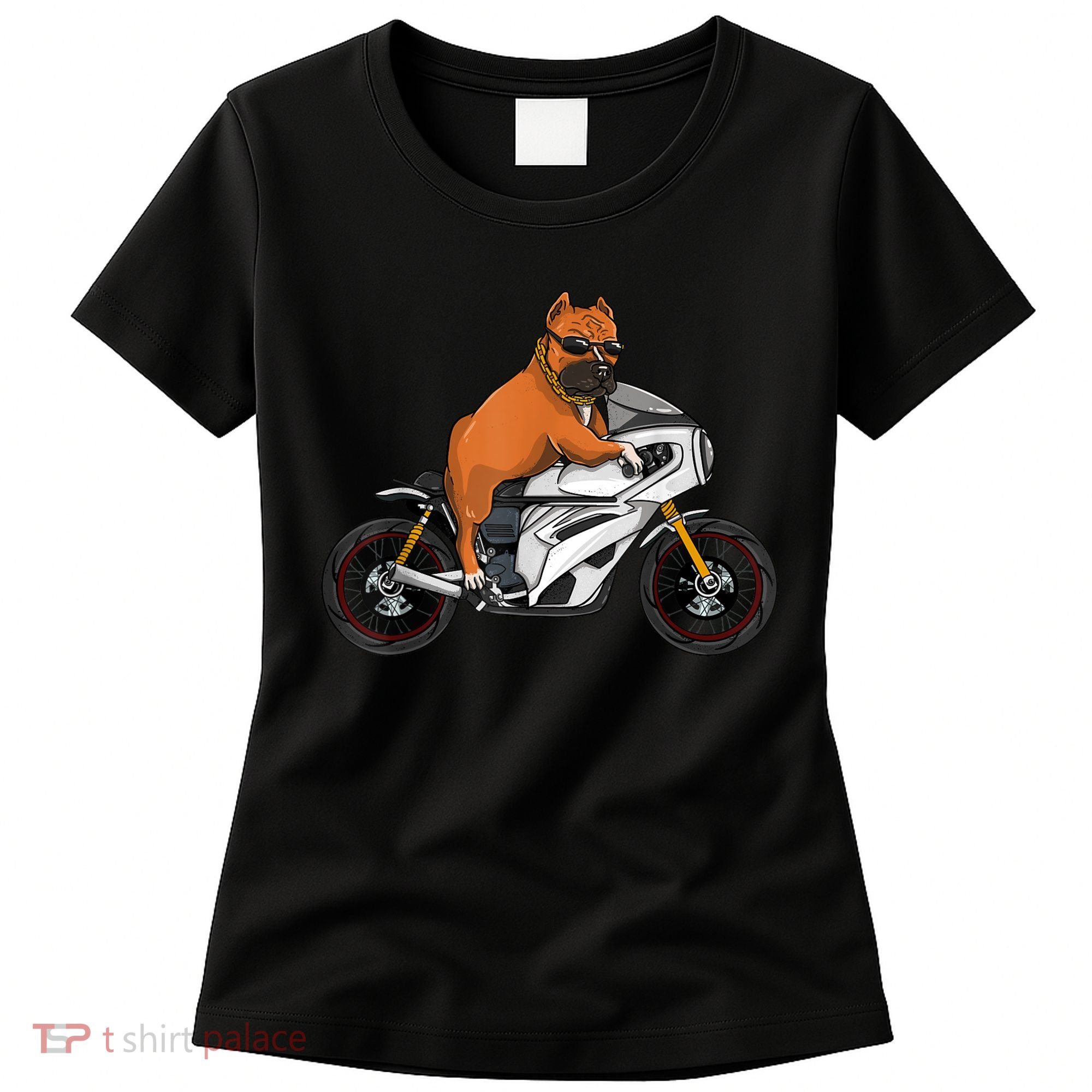 Pitbull Riding Motorcycle Funny Pit Bull Biker Pittie Dog Women's T-Shirt