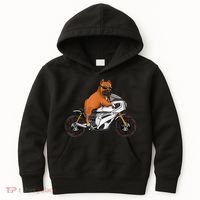 Pitbull Riding Motorcycle Funny Pit Bull Biker Pittie Dog Kids Hoodie thumb 0