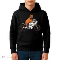 Pitbull Riding Motorcycle Funny Pit Bull Biker Pittie Dog Kids Hoodie thumb 4