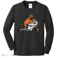 Pitbull Riding Motorcycle Funny Pit Bull Biker Pittie Dog Kids Long Sleeve Shirt thumb 0