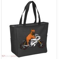 Pitbull Riding Motorcycle Funny Pit Bull Biker Pittie Dog Tote Bag thumb 2