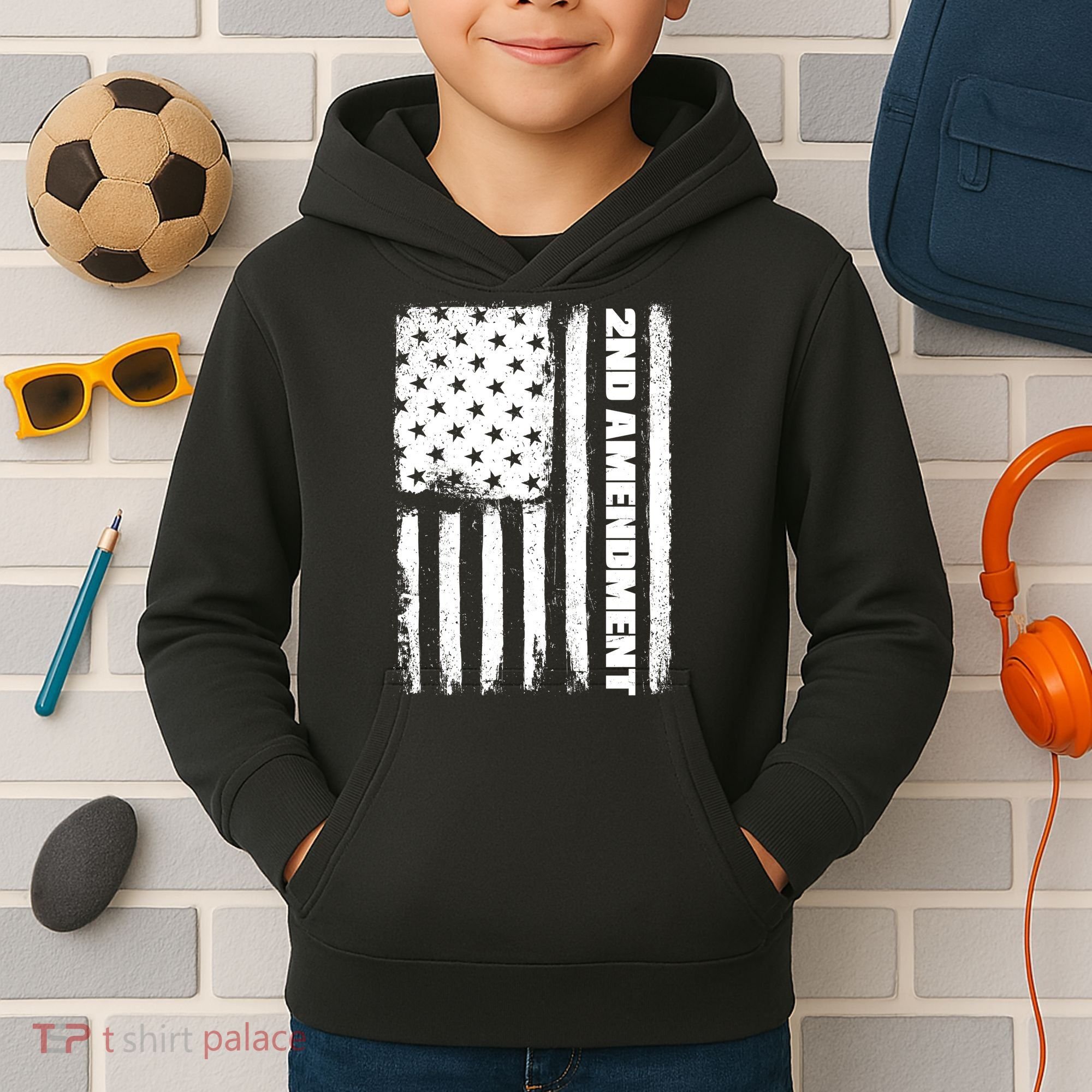 Pro 2nd Amendment American Flag Kids Hoodie