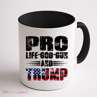 Pro Life God Gun And Trump Coffee Mug back