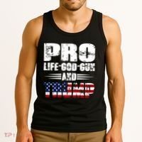 Pro Life God Gun And Trump Tank Top thumb 3