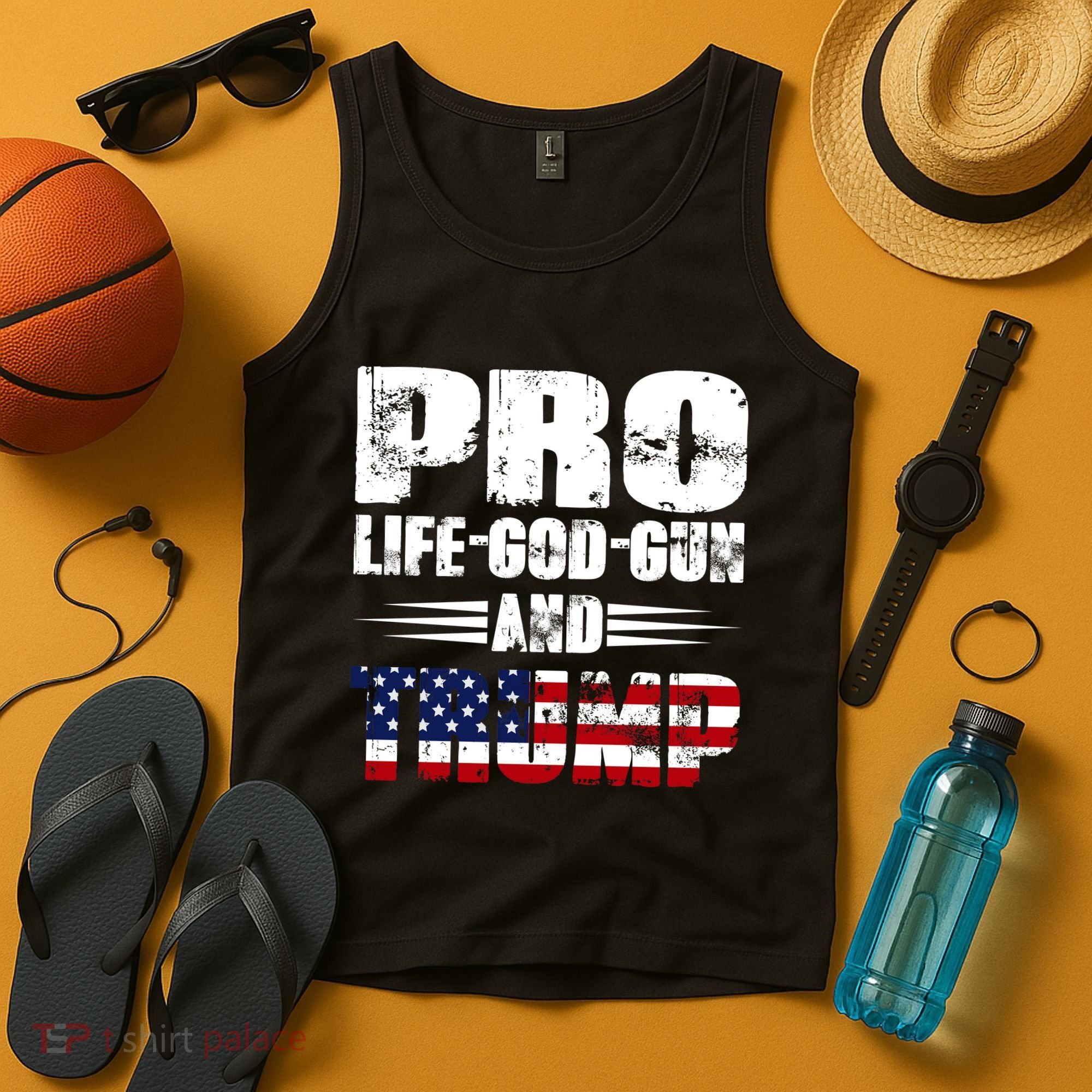 Pro Life God Gun And Trump Tank Top