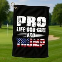 Pro Life God Gun And Trump Golf Towel thumb 1