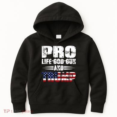 Pro Life God Gun And Trump Kids Hoodie