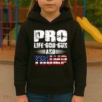 Pro Life God Gun And Trump Kids Hoodie thumb 3