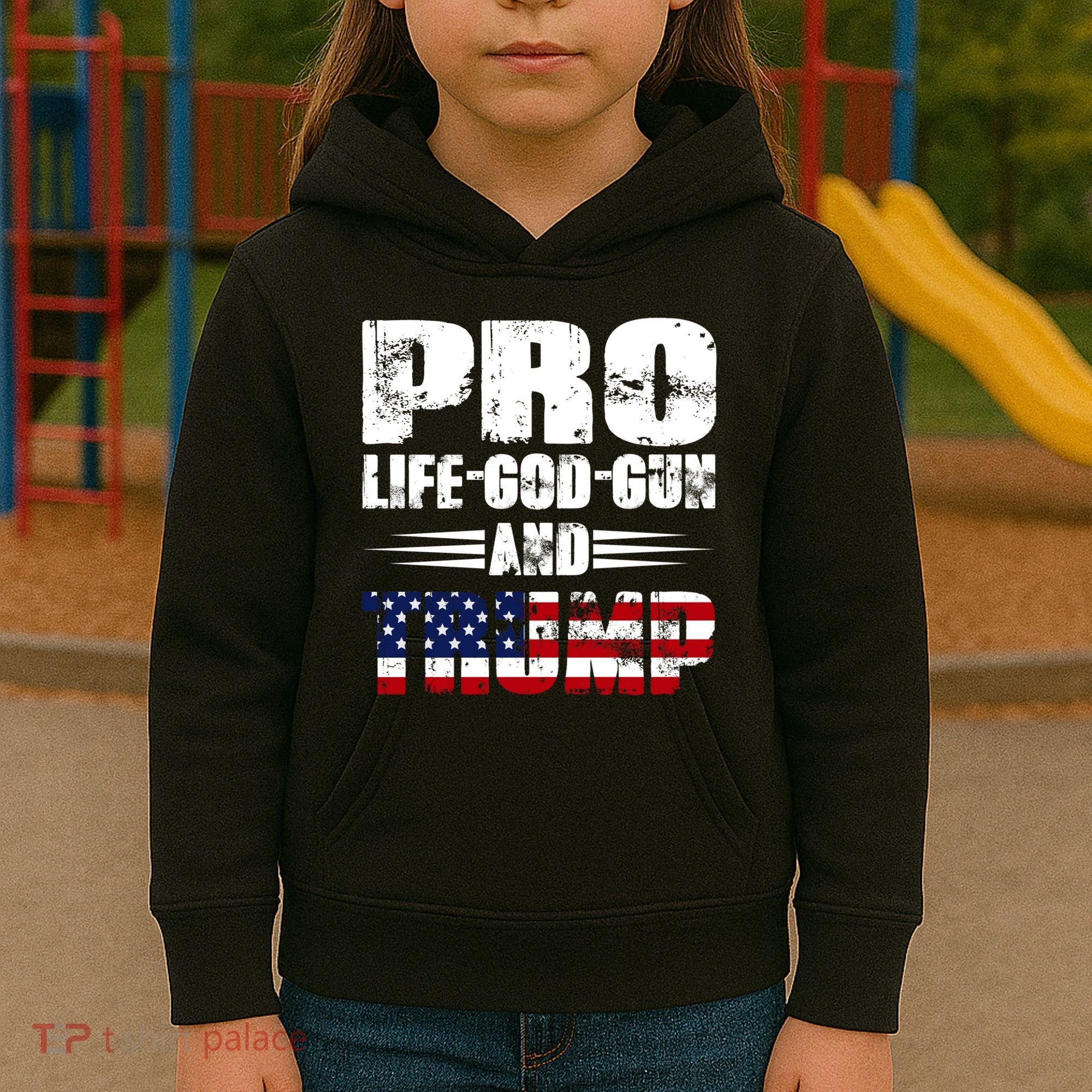 Pro Life God Gun And Trump Kids Hoodie