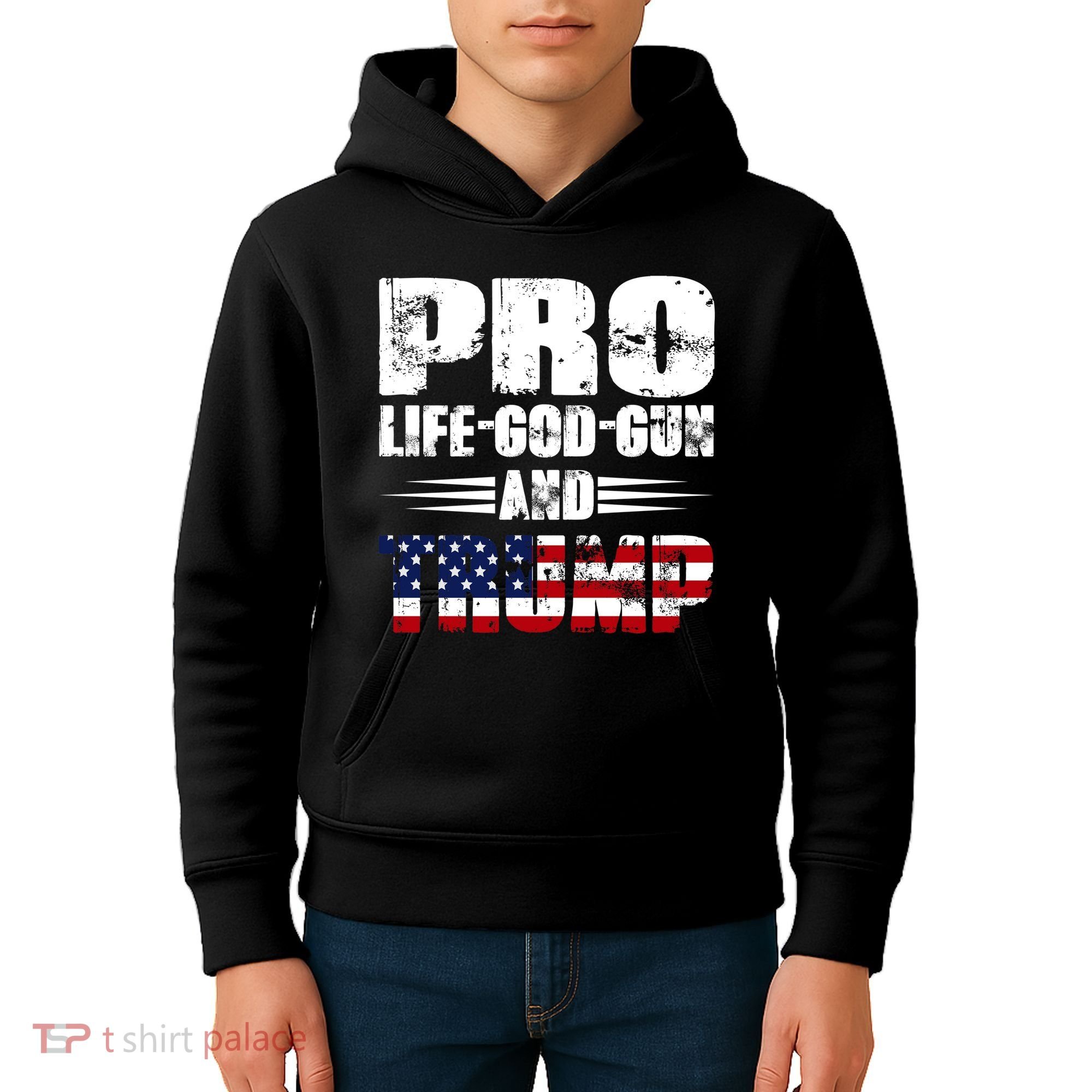 Pro Life God Gun And Trump Kids Hoodie