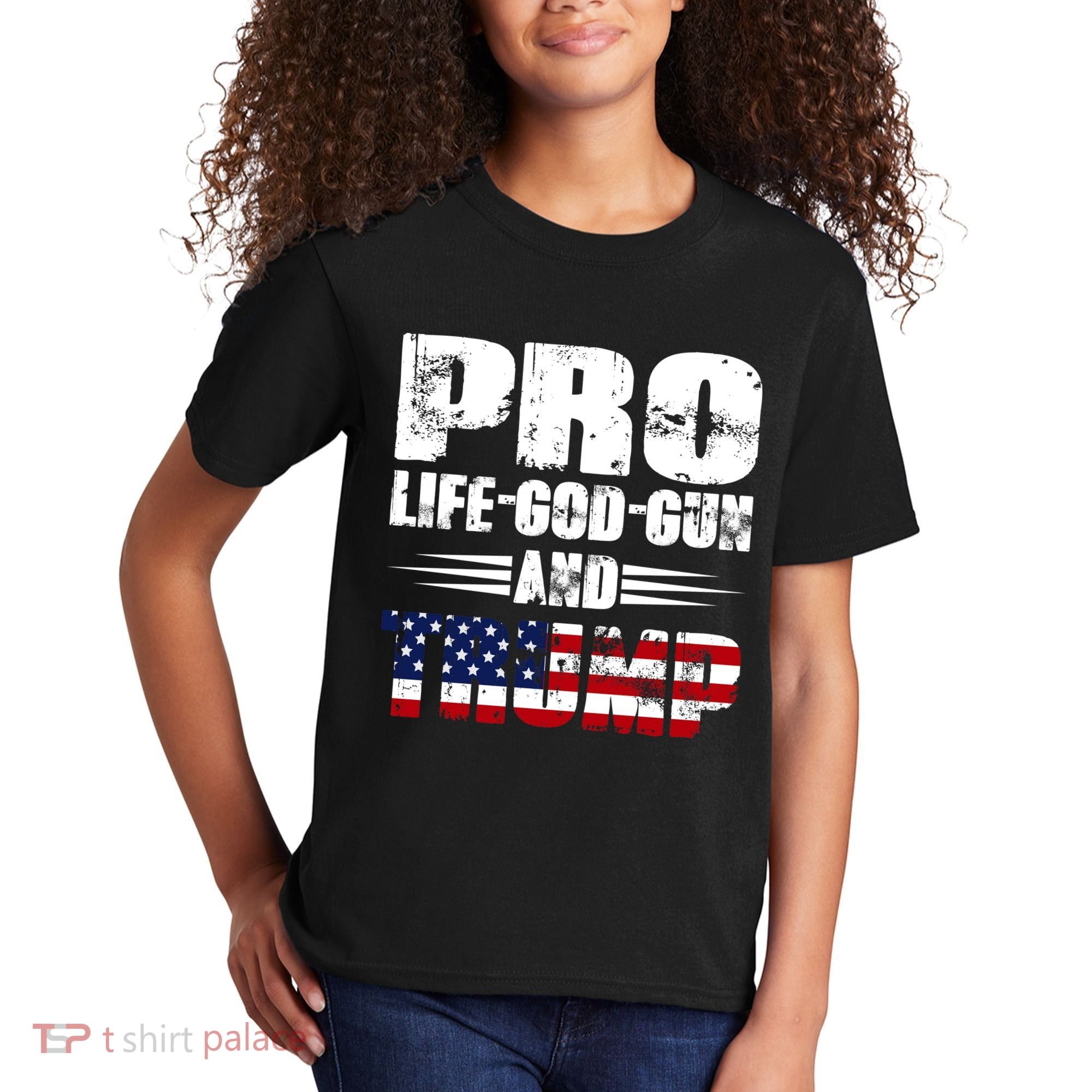 Pro Life God Gun And Trump Kids T-Shirt