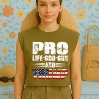 Pro Life God Gun And Trump Garment-Dyed Women's Muscle Tee thumb 4