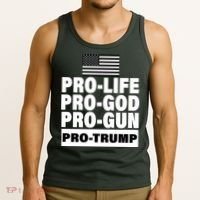 Pro-Life Pro-God Pro-Gun Pro-Trump Tank Top thumb 3