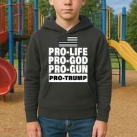 Pro-Life Pro-God Pro-Gun Pro-Trump Kids Hoodie thumb 2