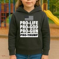 Pro-Life Pro-God Pro-Gun Pro-Trump Kids Hoodie thumb 3