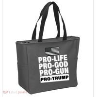 Pro-Life Pro-God Pro-Gun Pro-Trump Tote Bag thumb 2
