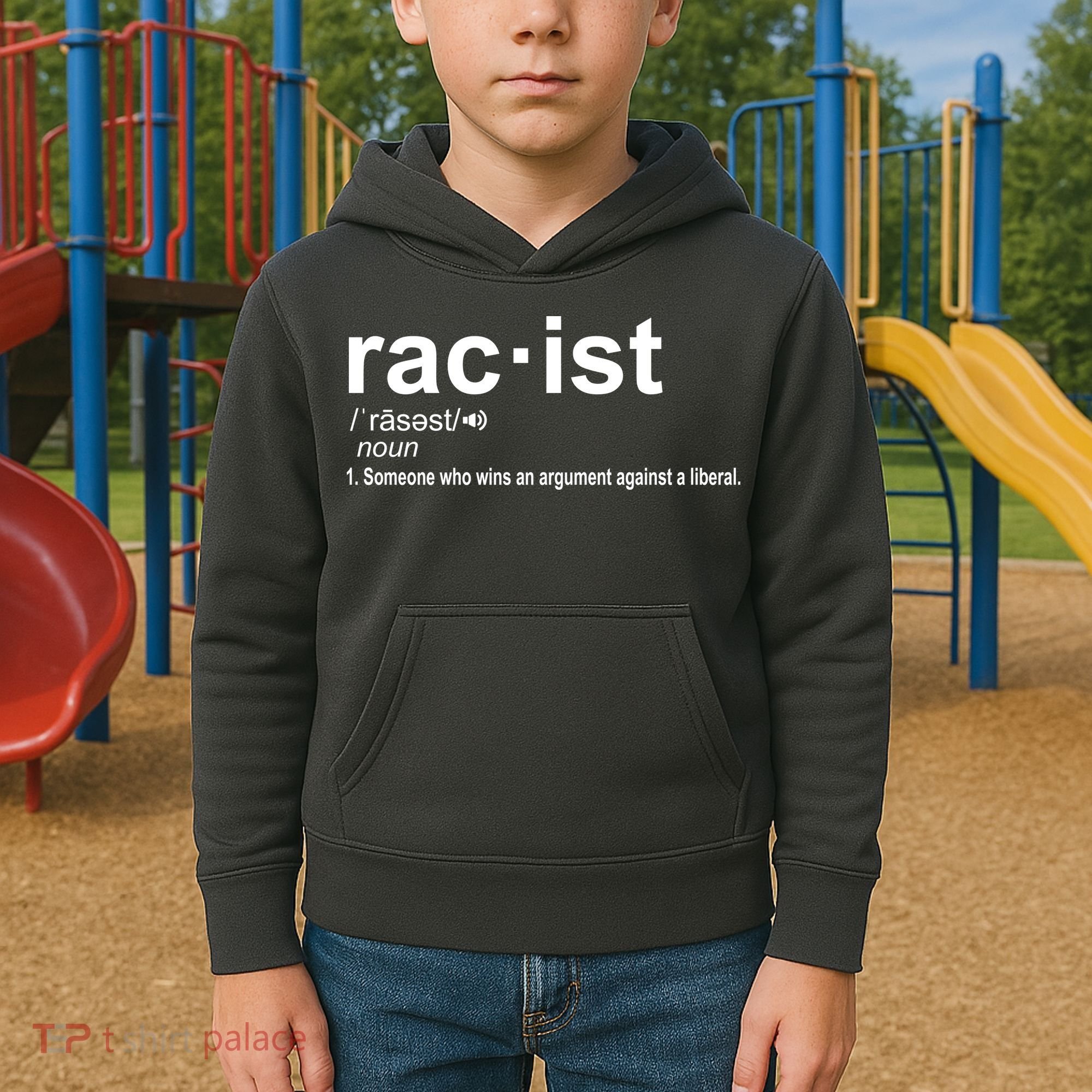 Pro Republican Funny The Liberal Racist Definition Kids Hoodie