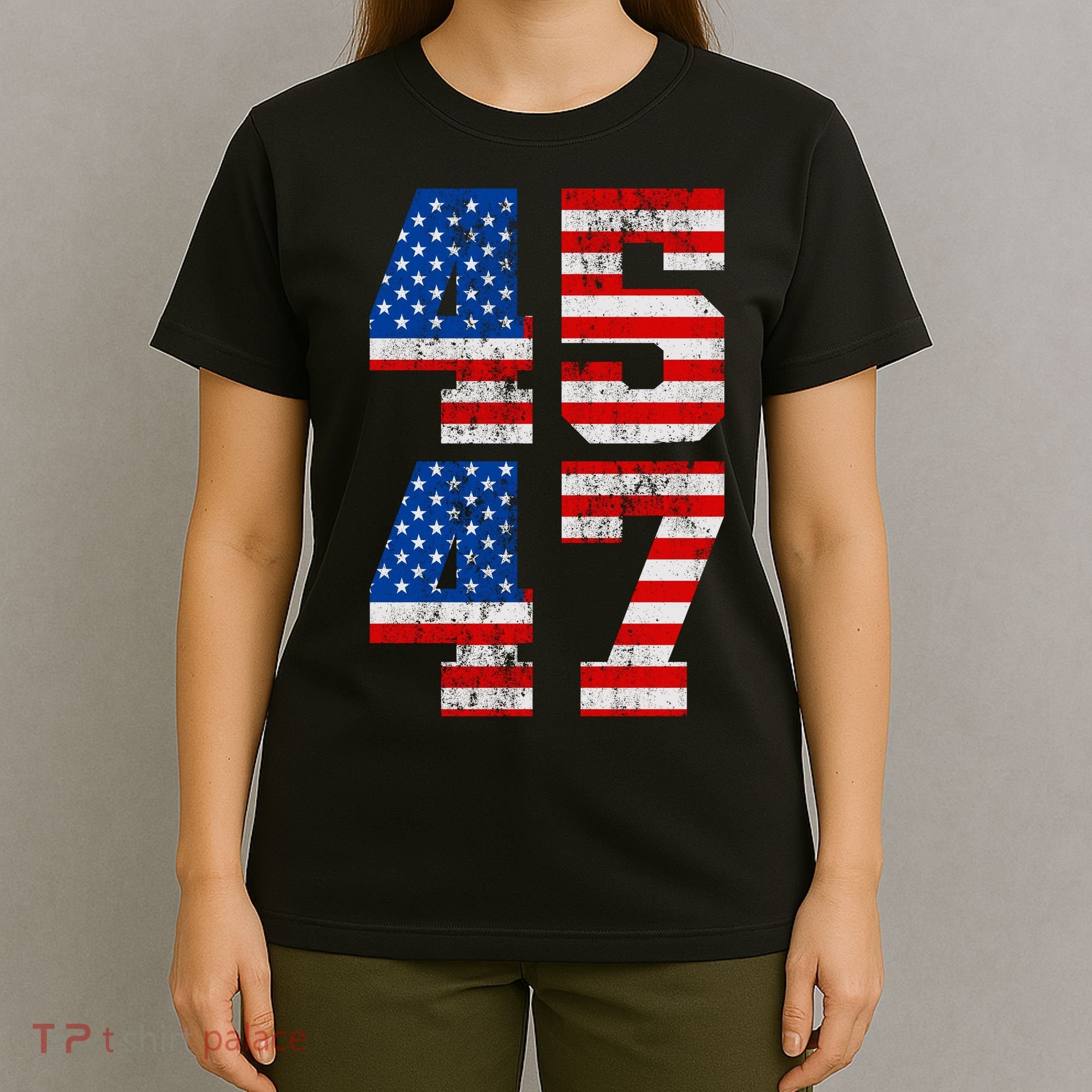 Pro Trump Election 2024 Vintage 45 47 USA Flag T-Shirt