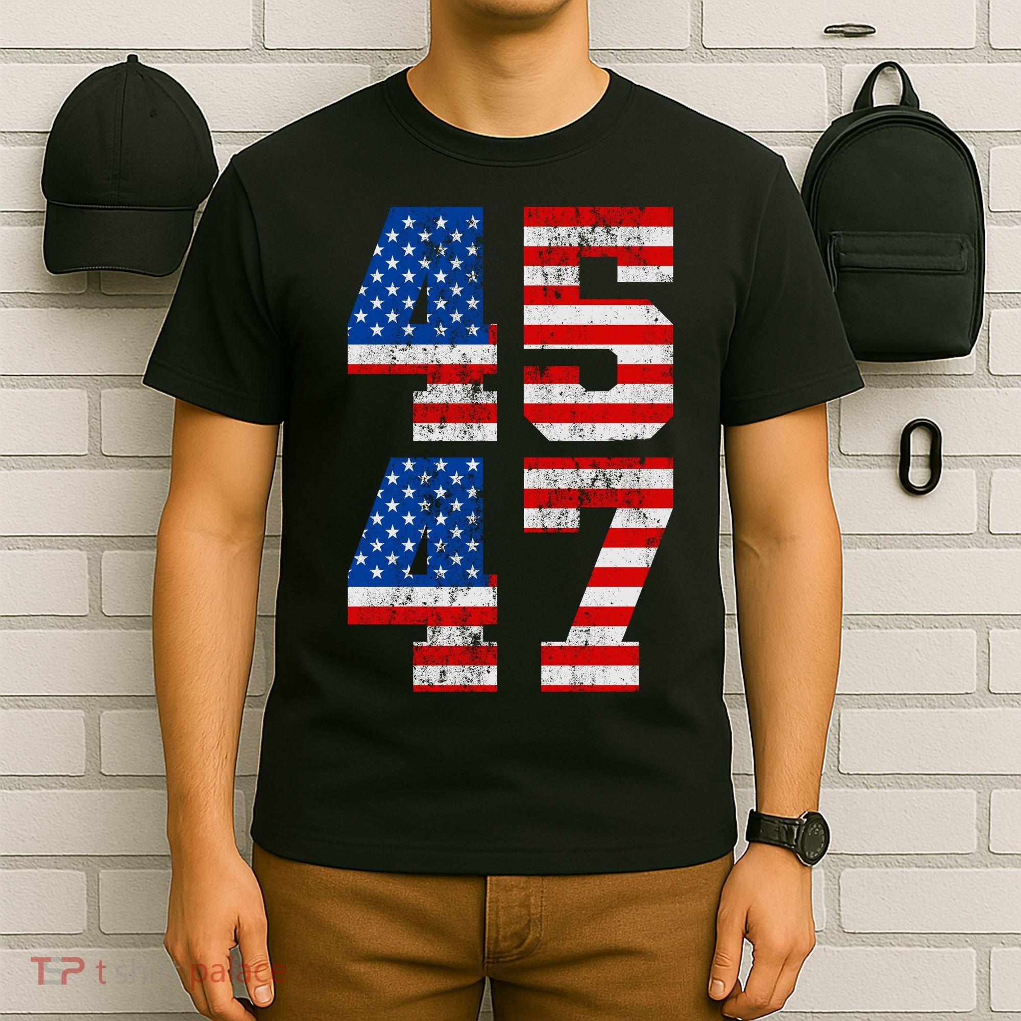 Pro Trump Election 2024 Vintage 45 47 USA Flag T-Shirt