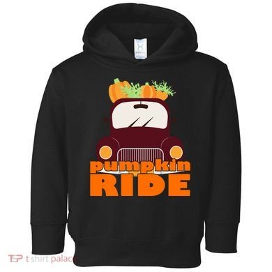 Pumpkin Ride October Fall Toddler Hoodie