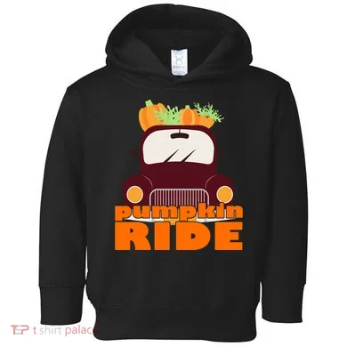 Pumpkin Ride October Fall Toddler Hoodie