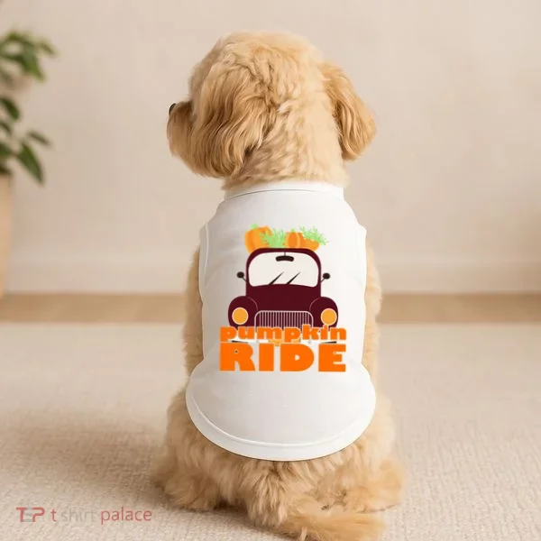 Pumpkin Ride October Fall Doggie Tank