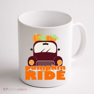 Pumpkin Ride October Fall Coffee Mug back