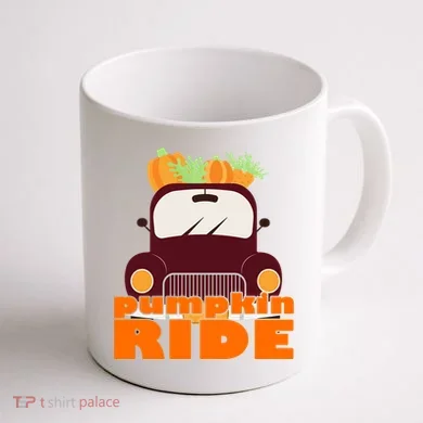 Pumpkin Ride October Fall Coffee Mug back