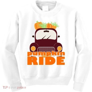 Pumpkin Ride October Fall Kids Sweatshirt