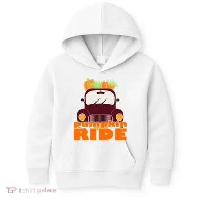 Pumpkin Ride October Fall Kids Hoodie
