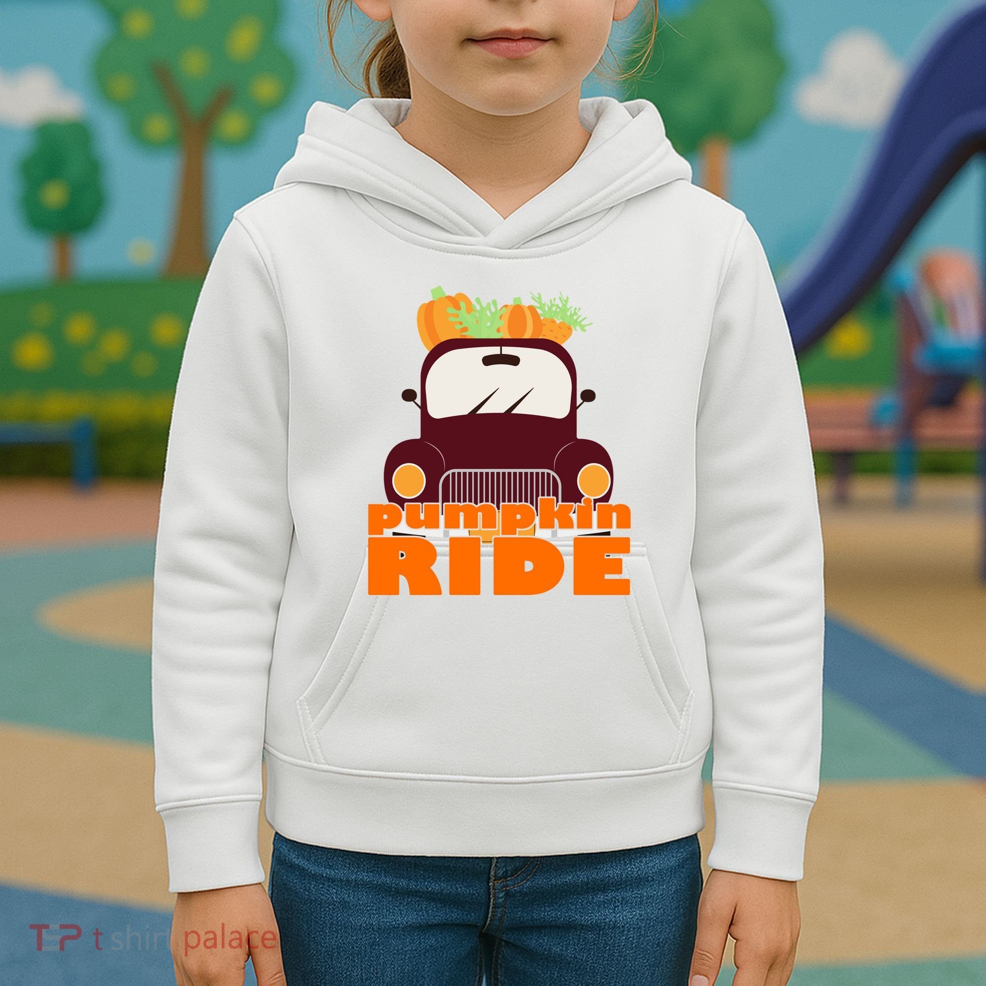 Pumpkin Ride October Fall Kids Hoodie