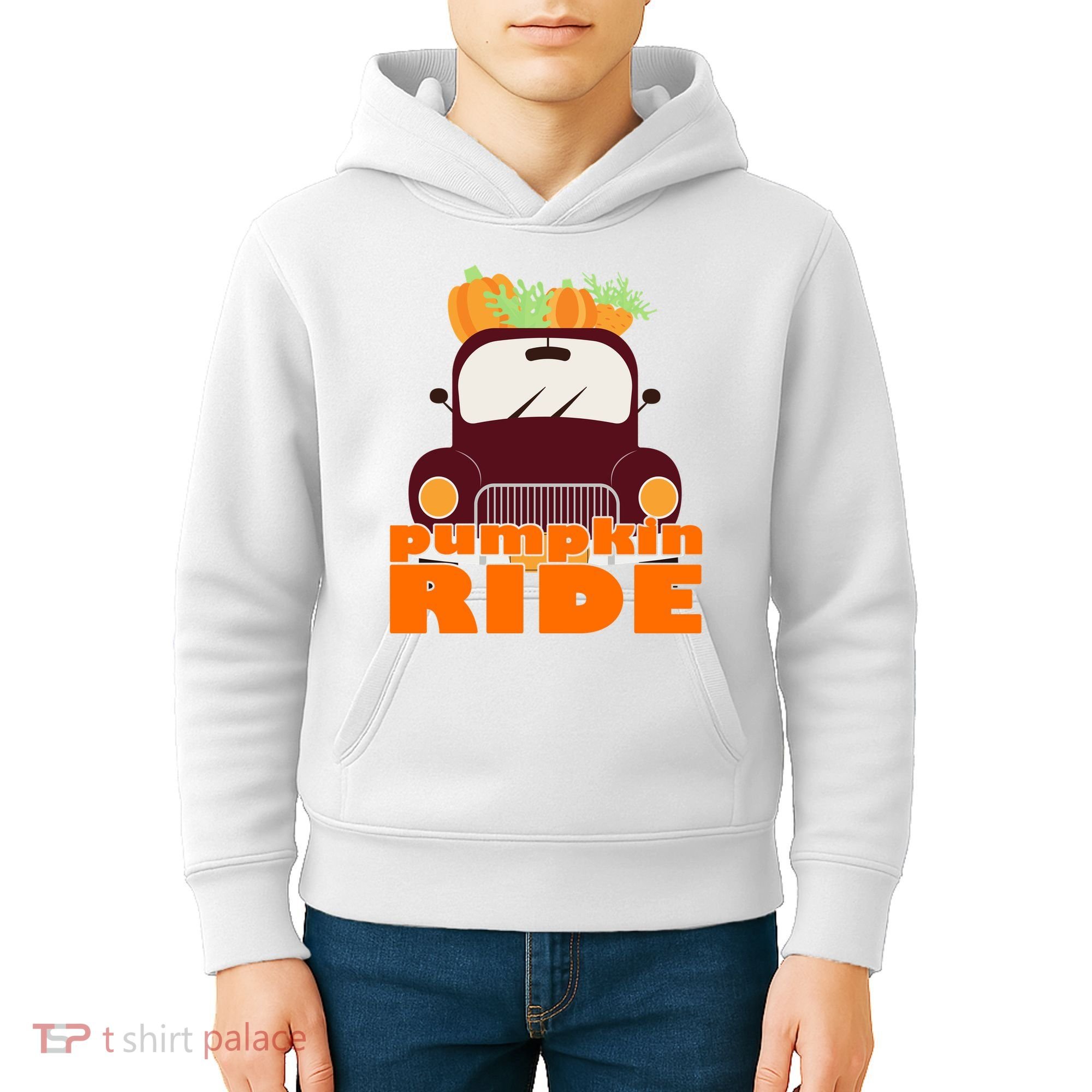 Pumpkin Ride October Fall Kids Hoodie