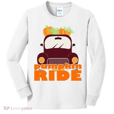 Pumpkin Ride October Fall Kids Long Sleeve Shirt