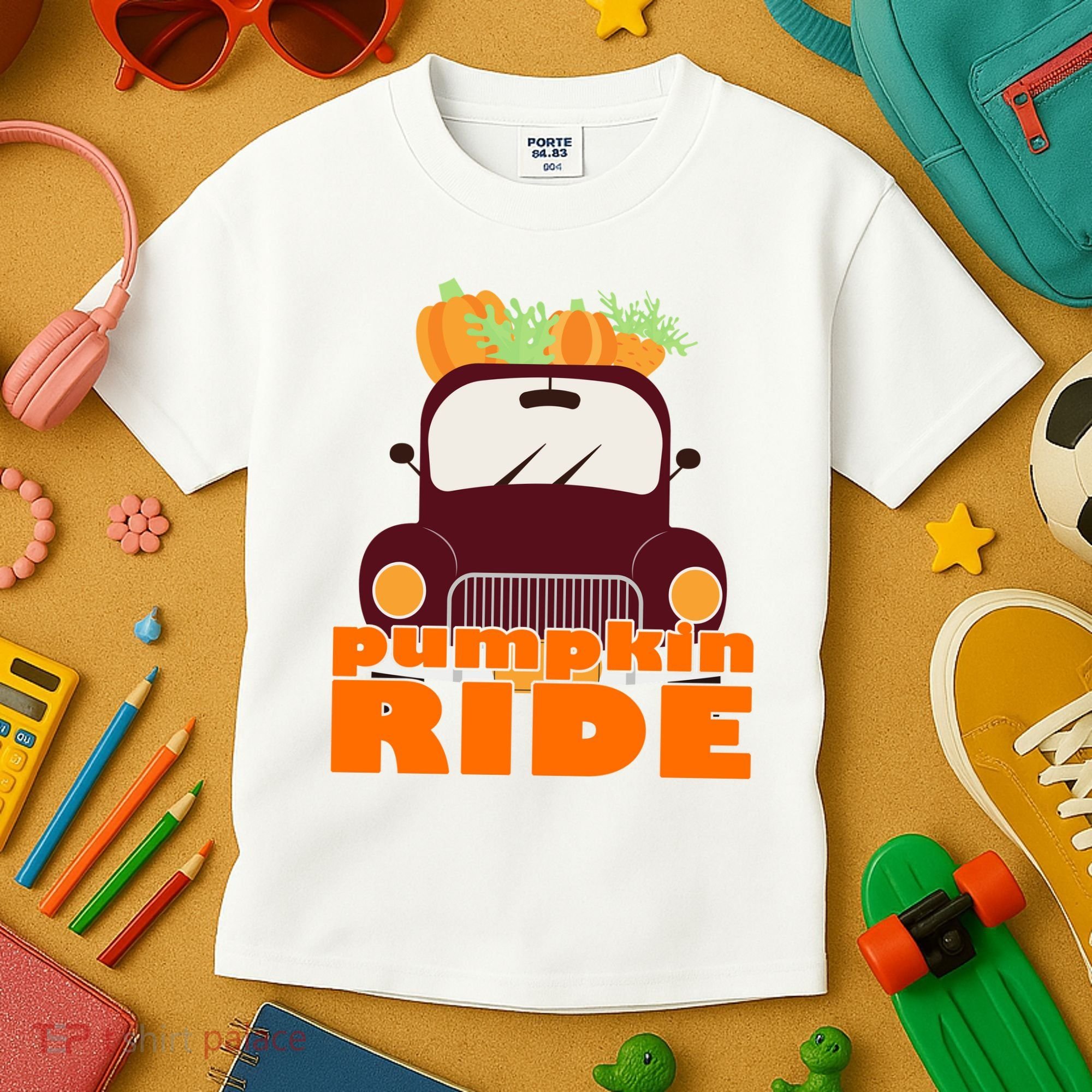 Pumpkin Ride October Fall Kids T-Shirt