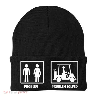 Problem Solved Golf Wife Funny Beanie