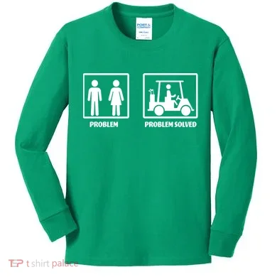 Problem Solved Golf Wife Funny Kids Long Sleeve Shirt