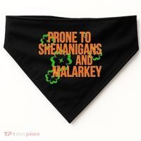 Prone to Shenanigans and Malarkey St Patty's Day USA-Made Doggie Bandana thumb 0