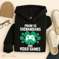 Prone To Shenanigans Video Games Shamrock Gamer Hoodie thumb 4
