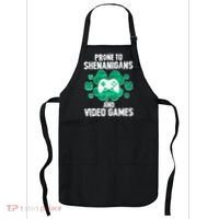 Prone To Shenanigans Video Games Shamrock Gamer Apron thumb 0